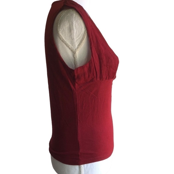 Raga Anthropologie Blouse Sequined Detail V-Neck Sleeveless Maroon Medium - Picture 4 of 6